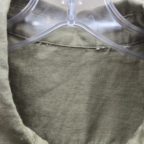 Soft Surroundings Linen Button Front Tunic Shirt Blouse Top Green Med? Flawed - Picture 7 of 9